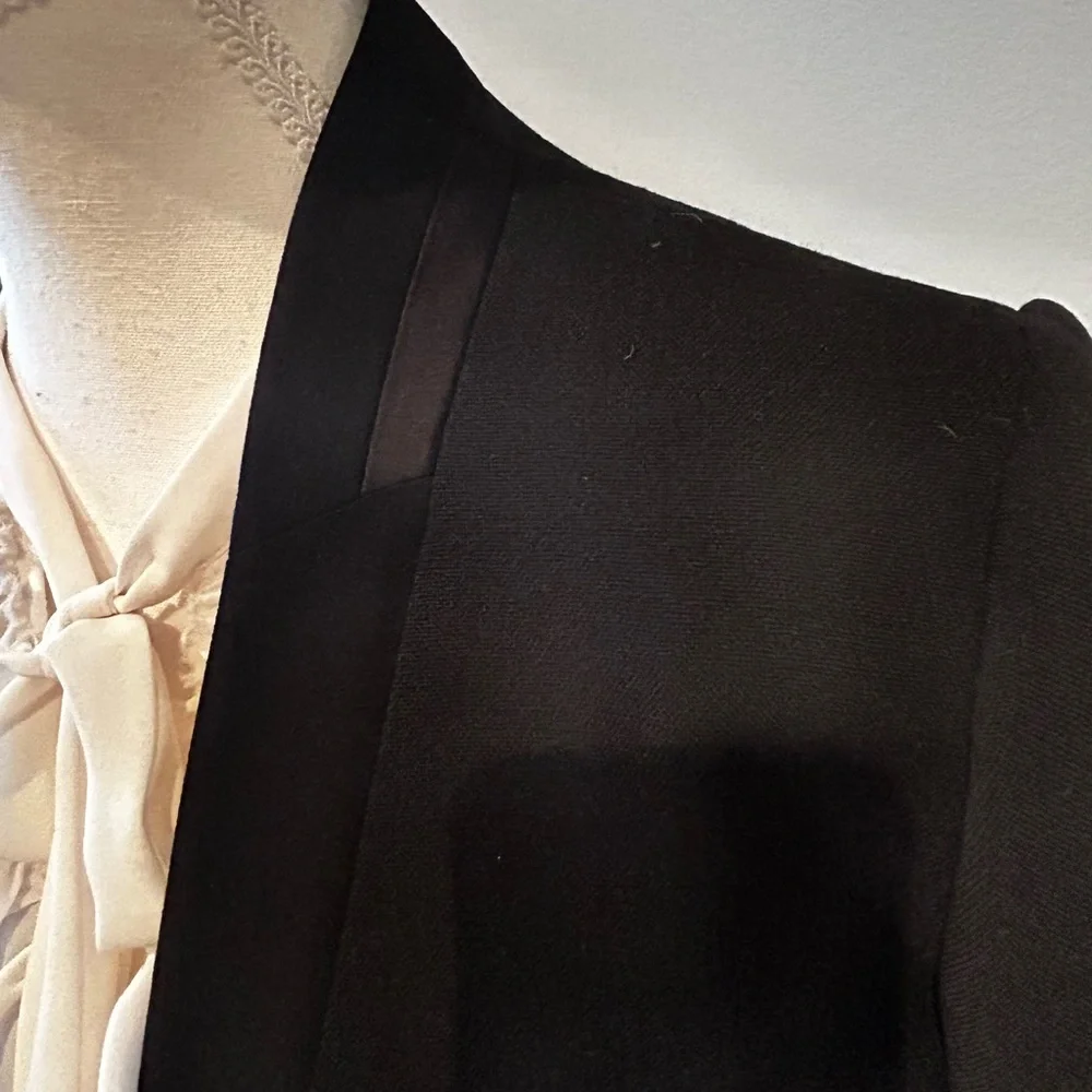 ISABEL MARANT No 1501 Crop Virgin Wool with Tuxedo Trim Blazer Black Women - Picture 6 of 16